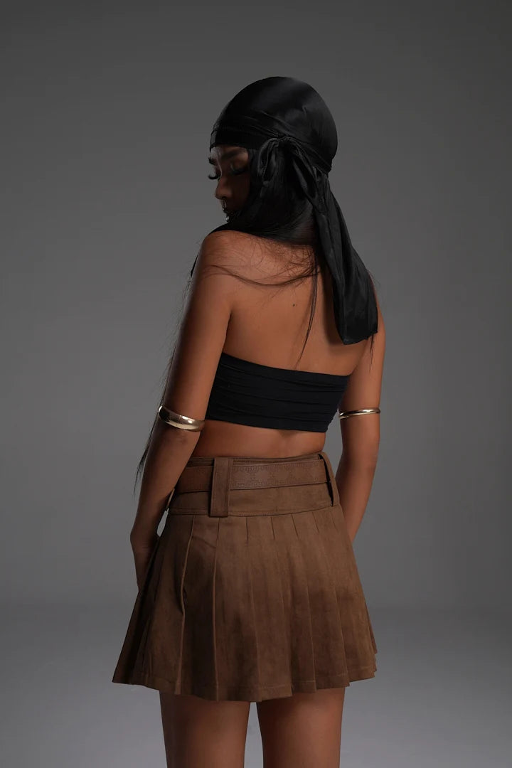 COWBOY BROWN PLEATED VALKYRE SKIRT