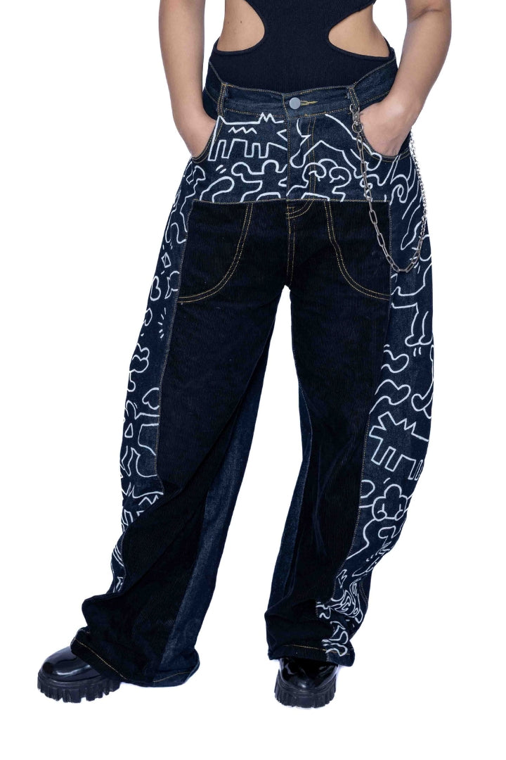 'SUBWAY SCRIBBLE' VALKYRE HAND PAINTED JEANS