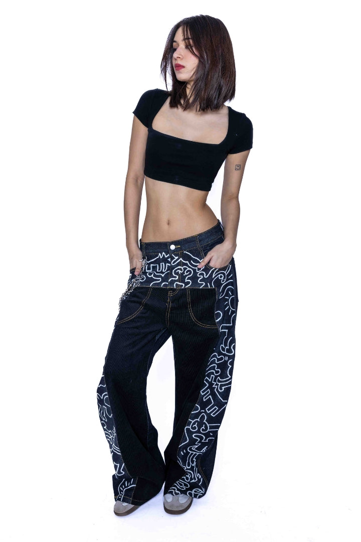 'SUBWAY SCRIBBLE' VALKYRE HAND PAINTED JEANS