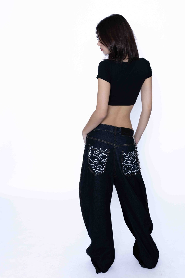 'SUBWAY SCRIBBLE' VALKYRE HAND PAINTED JEANS