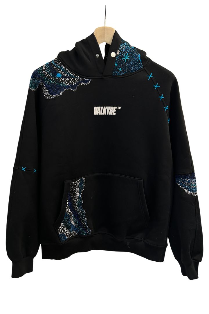 ‘BLUE WATERS’ HAND EMBROIDERED VALKYRE HOODIE