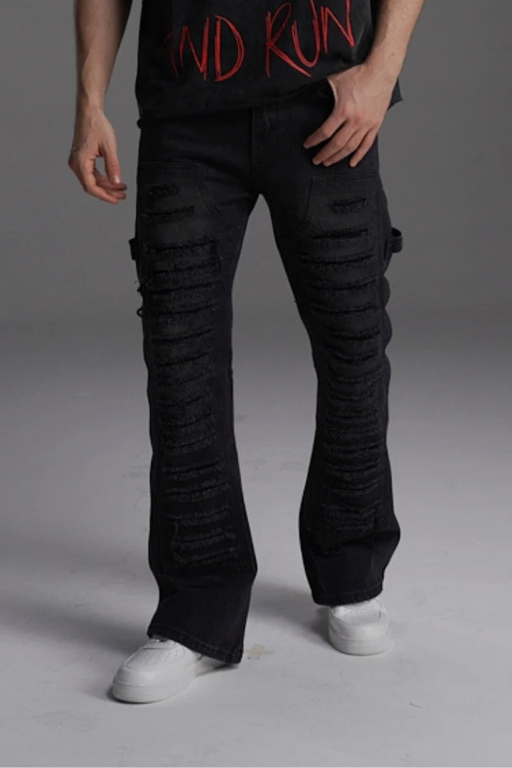 RIPPED TO RIOT FLARED VALKYRE JEANS