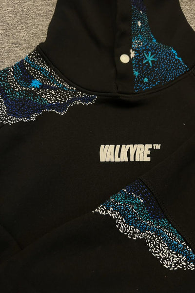 ‘BLUE WATERS’ HAND EMBROIDERED VALKYRE HOODIE