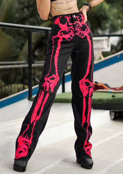 PINK SKELETON VALKYRE JEANS