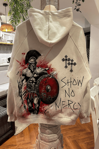 ‘SHOW NO MERCY’ SPARTAN VALKYRE HAND PAINTED HOODIE