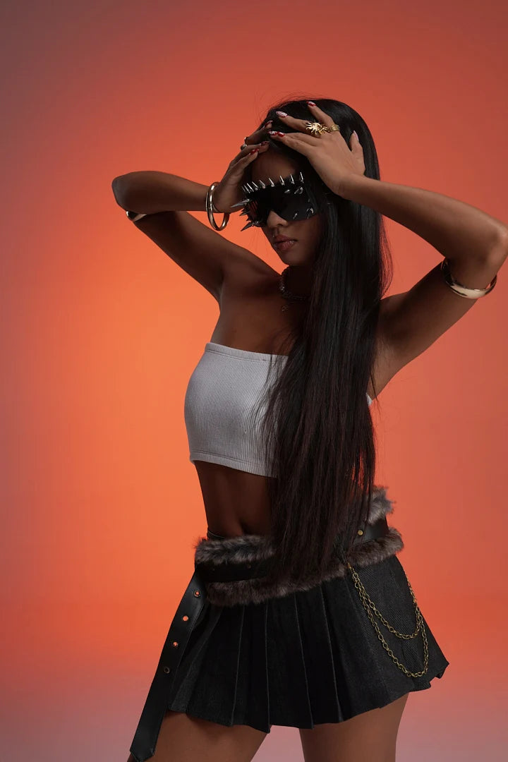 CHAIN REACTION VALKYRE BLACK PLEATED SKIRT