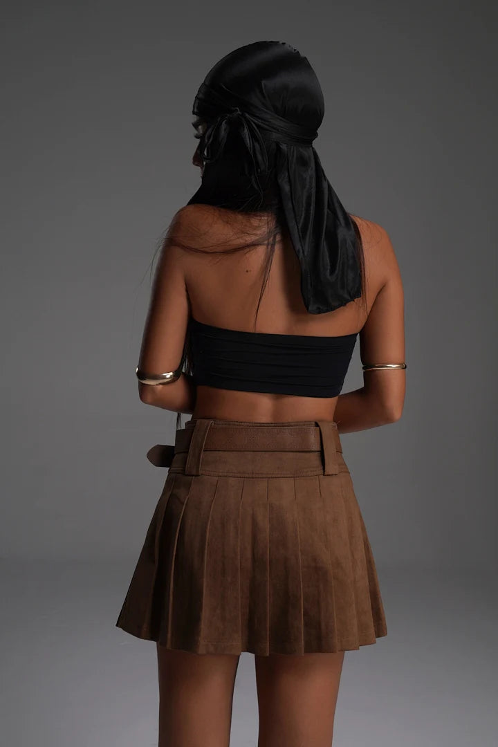COWBOY BROWN PLEATED VALKYRE SKIRT