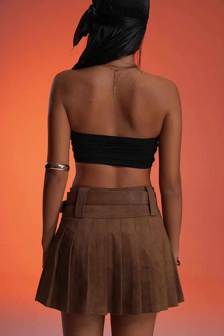 COWBOY BROWN PLEATED VALKYRE SKIRT