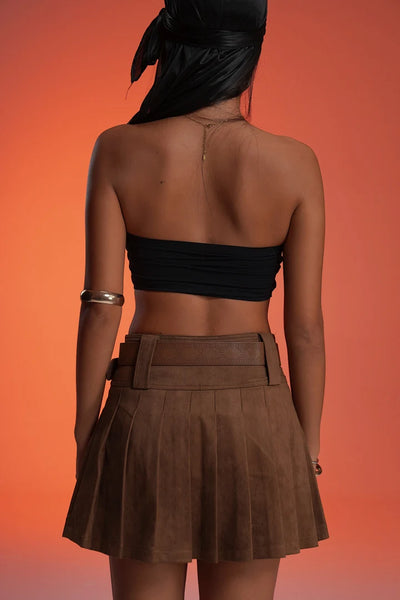 COWBOY BROWN PLEATED VALKYRE SKIRT
