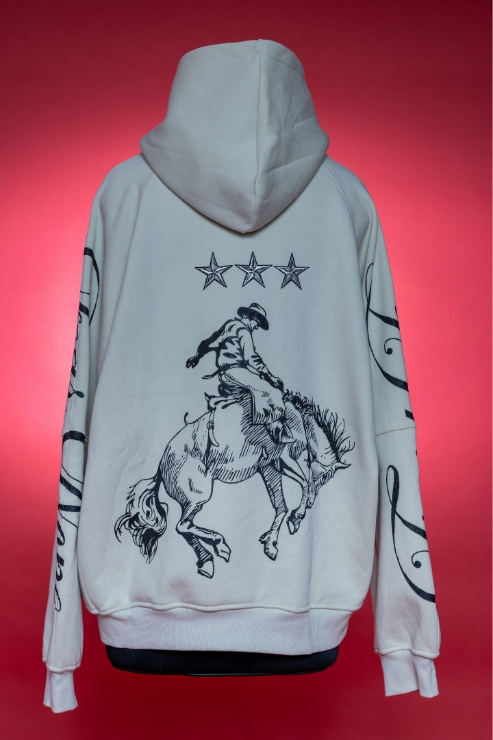 ‘THE LAST RIDE’ CREAM VALKYRE HAND PAINTED HOODIE
