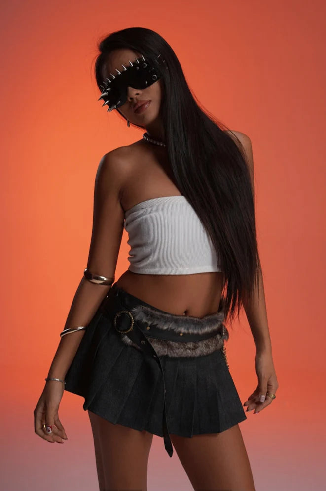 CHAIN REACTION VALKYRE BLACK PLEATED SKIRT