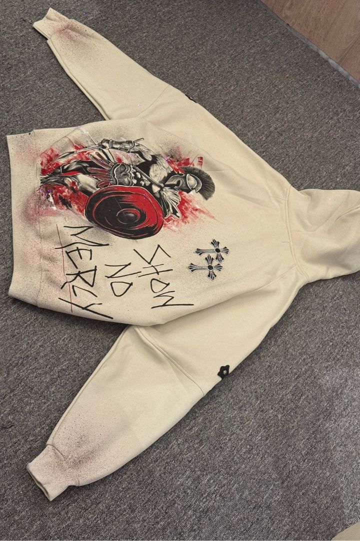 ‘SHOW NO MERCY’ SPARTAN VALKYRE HAND PAINTED HOODIE