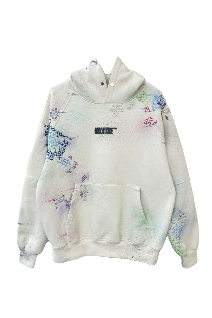 MOSIAC BURST HAND EMBROIDERED VALKYRE CREAM HOODIE