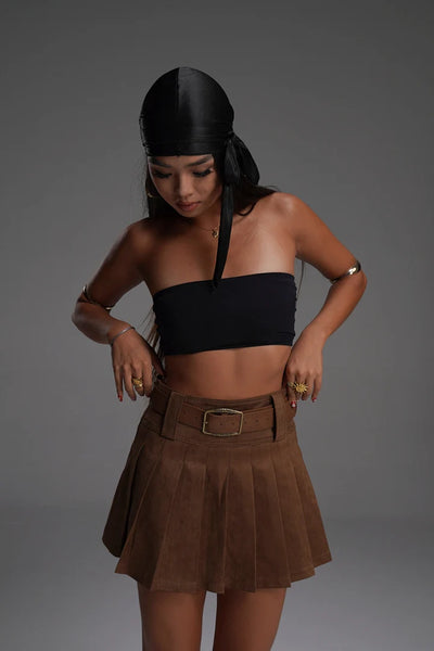 COWBOY BROWN PLEATED VALKYRE SKIRT