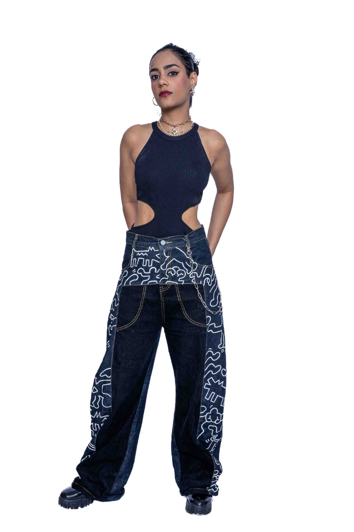 'SUBWAY SCRIBBLE' VALKYRE HAND PAINTED JEANS