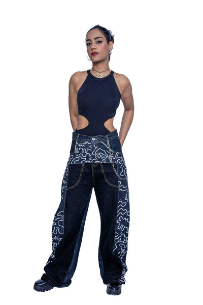 'SUBWAY SCRIBBLE' VALKYRE HAND PAINTED JEANS