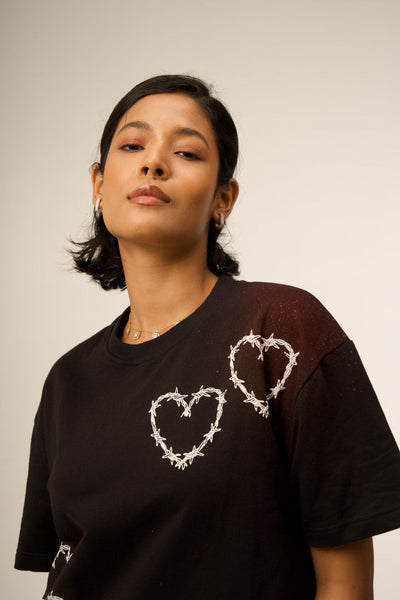 'ALL YOU NEED IS LOVE' BLACK PUFF SPLATTER TEE