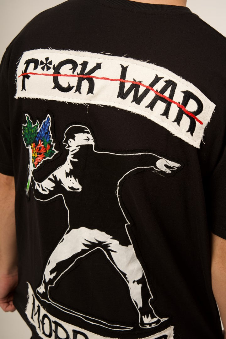 BANKSY 'F*CK WAR, MORE ART' BLACK VALKYRE TSHIRT