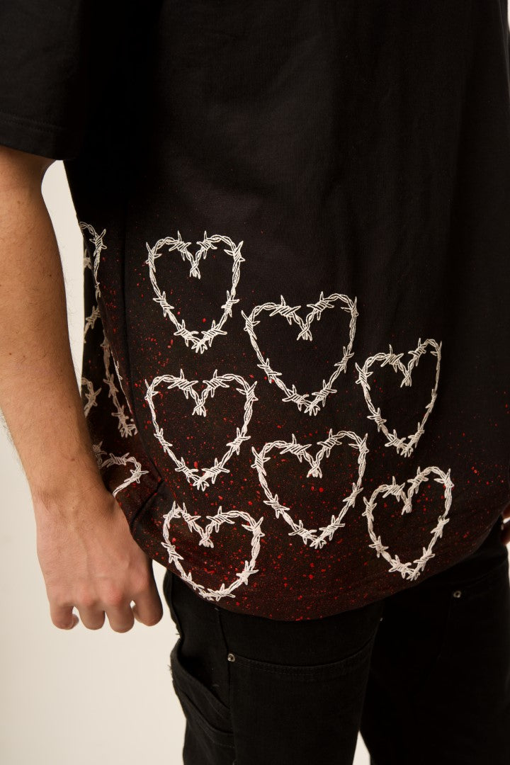 'ALL YOU NEED IS LOVE' BLACK PUFF SPLATTER TEE