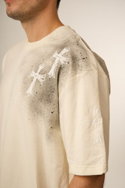 'NO CHURCH IN THE WILD' WHITE PUFF SPLATTER TEE