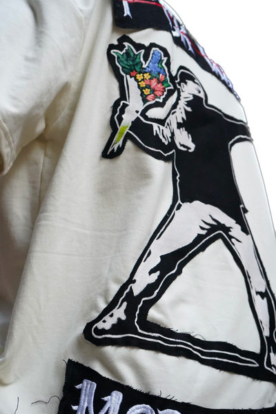 BANKSY 'F*CK WAR, MORE ART' OFF WHITE VALKYRE TSHIRT