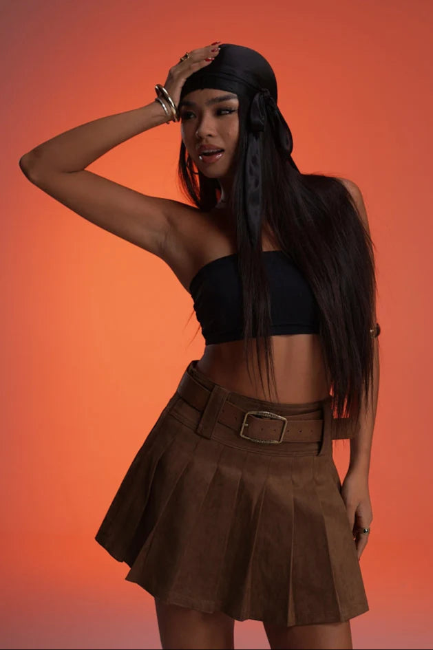 COWBOY BROWN PLEATED VALKYRE SKIRT