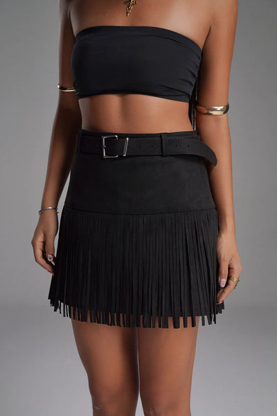 BLACK FRINGE VALKYRE SKIRT