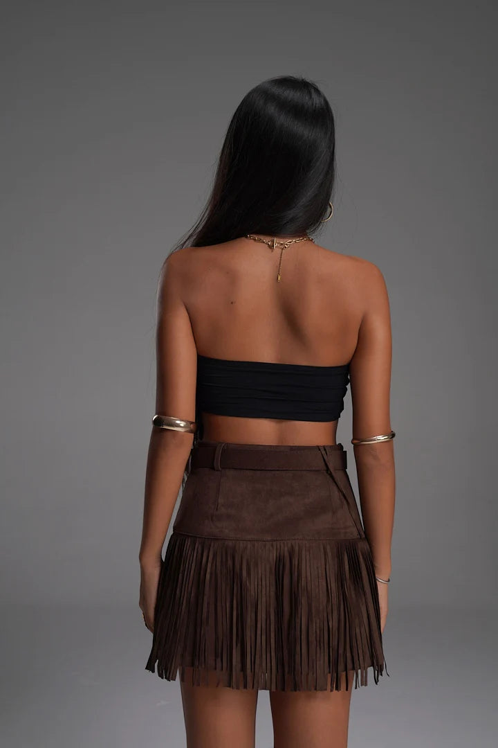 BROWN FRINGE VALKYRE SKIRT
