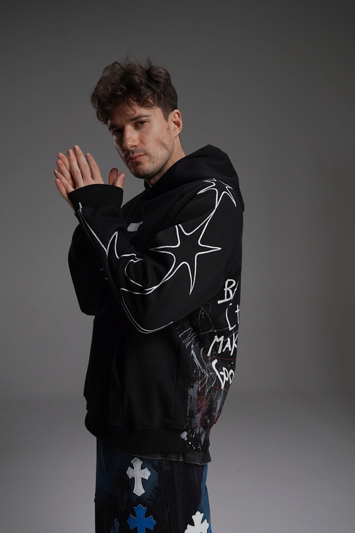 ‘BAD CHOICES MAKE GOOD STORIES’ VALKYRE HAND PAINTED HOODIE