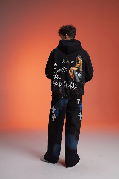 ‘BAD CHOICES MAKE GOOD STORIES’ VALKYRE HAND PAINTED HOODIE