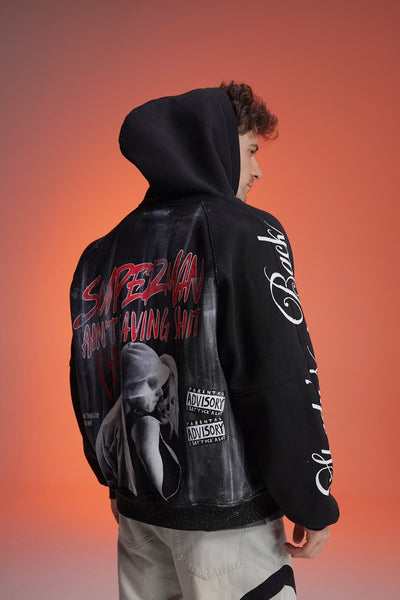 ‘SUPERMAN AIN'T SAVING NONE’ VALKYRE HAND PAINTED HOODIE