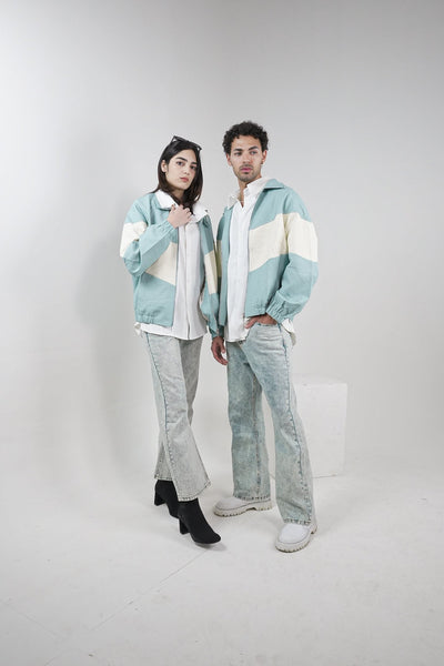 TURQUOISE COLOUR BLOCK VALKYRE TRACK JACKET