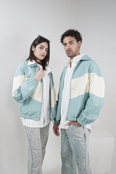 TURQUOISE COLOUR BLOCK VALKYRE TRACK JACKET