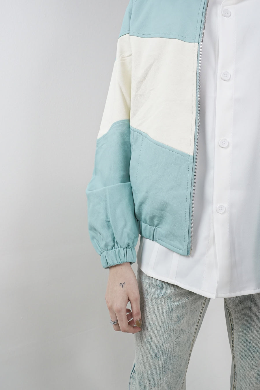 TURQUOISE COLOUR BLOCK VALKYRE TRACK JACKET