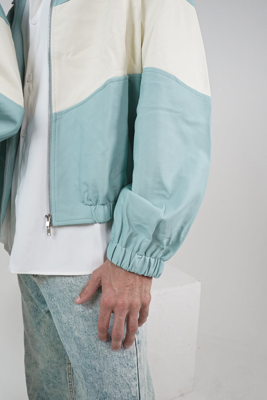 TURQUOISE COLOUR BLOCK VALKYRE TRACK JACKET