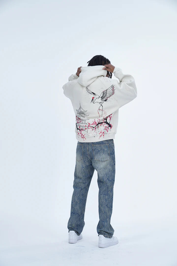 ‘SOARING SAKURA’ VALKYRE HAND PAINTED HOODIE