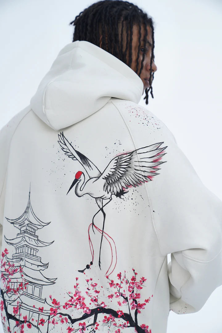 ‘SOARING SAKURA’ VALKYRE HAND PAINTED HOODIE