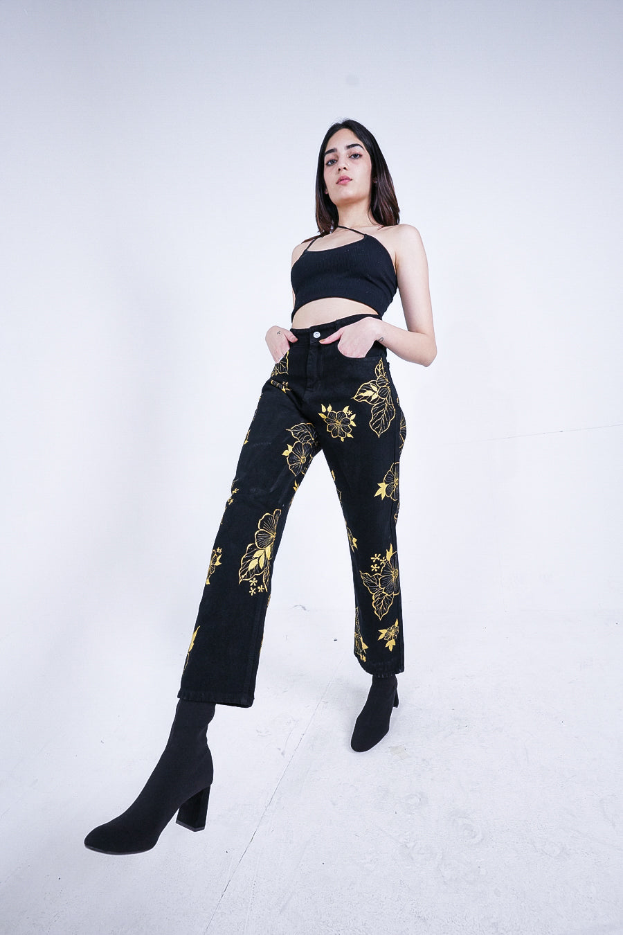 GOLD PETALS VALKYRE JEANS