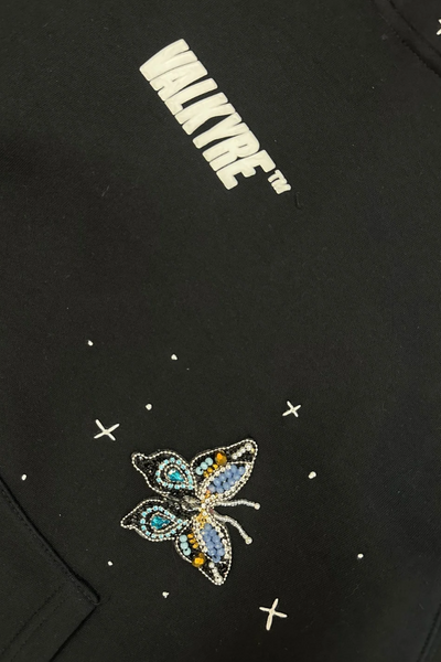 BUTTERFLY BLISS HAND EMBROIDERED VALKYRE HOODIE