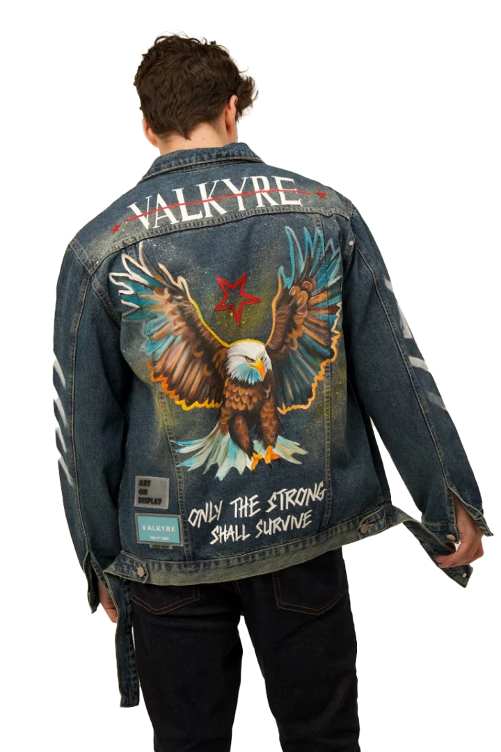 WINGS OF VALOR' DENIM BLUE/GREEN VALKYRE JACKET