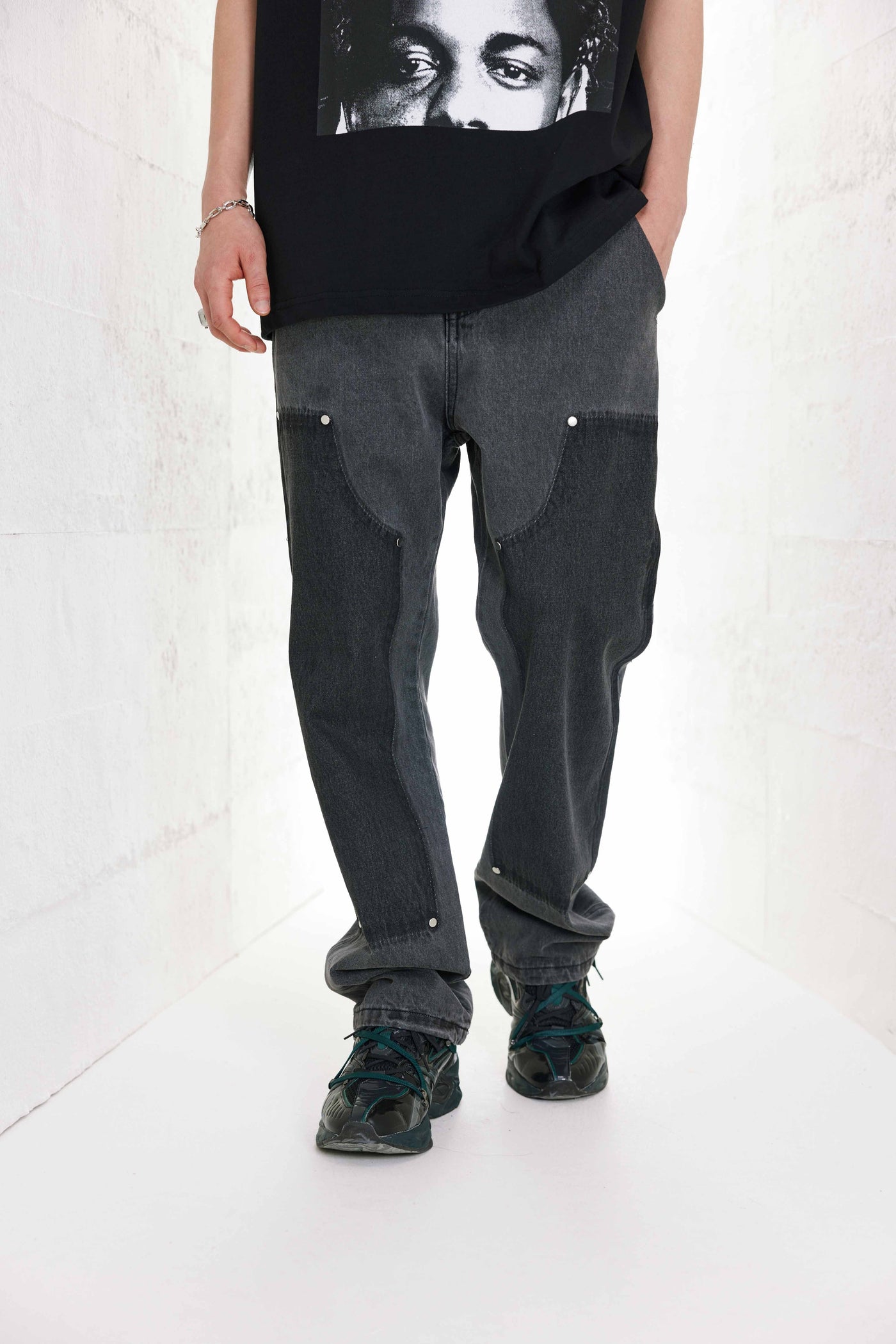 CLASSIC CHARCOAL PATCHWORK VALKYRE JEANS